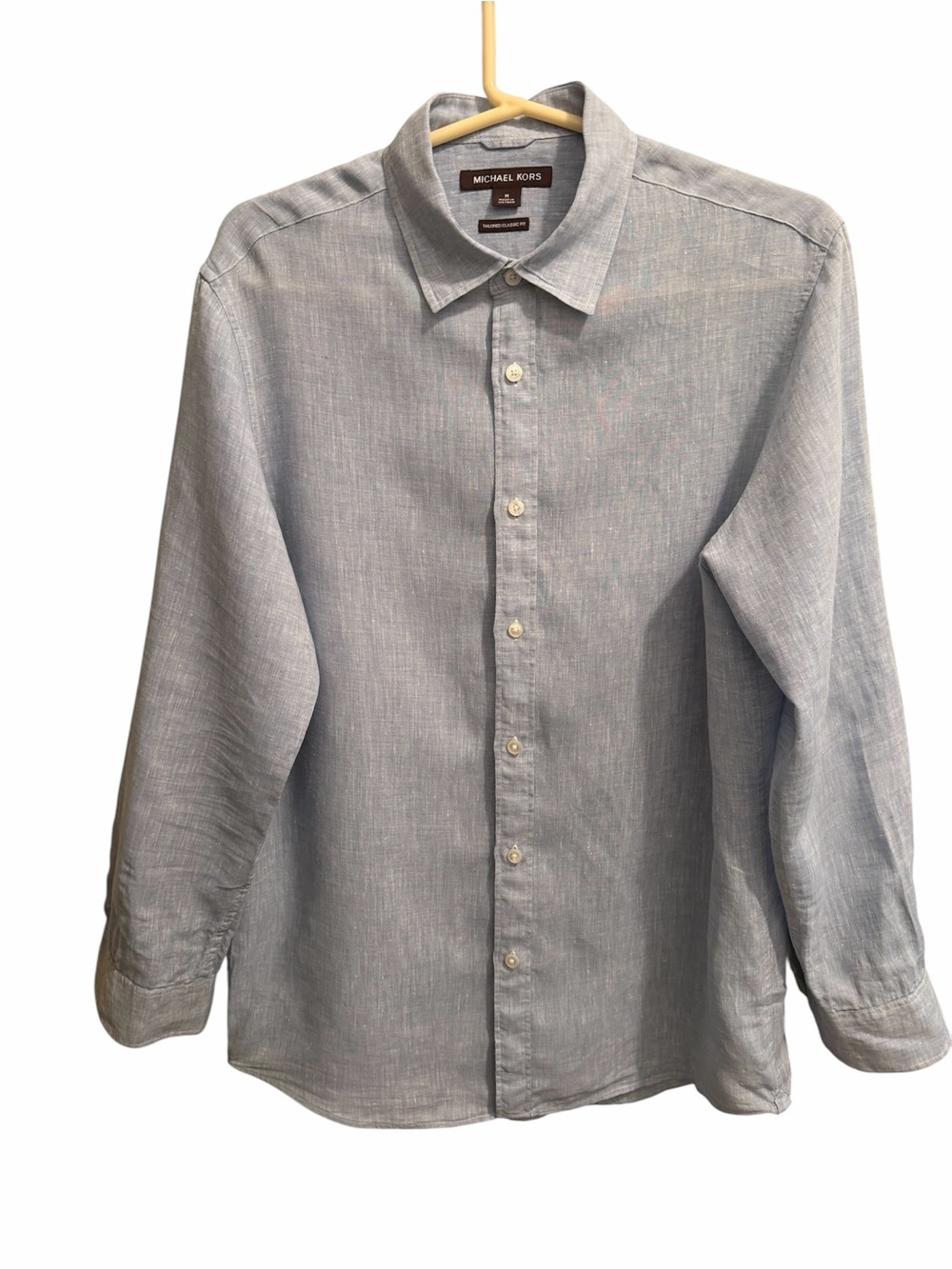 Michael Kors Classic Light Blue Linen Button-Up Shirt - Men